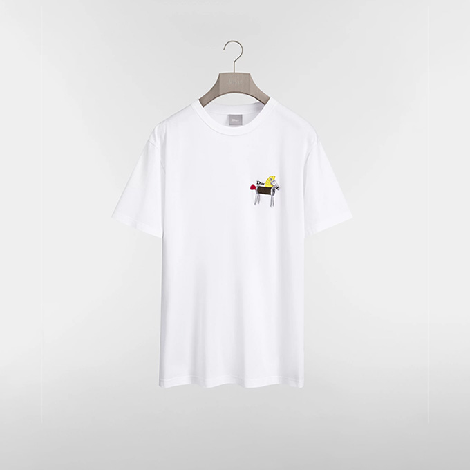 dior cotton jersey horse embroidery loose fit t-shirt
